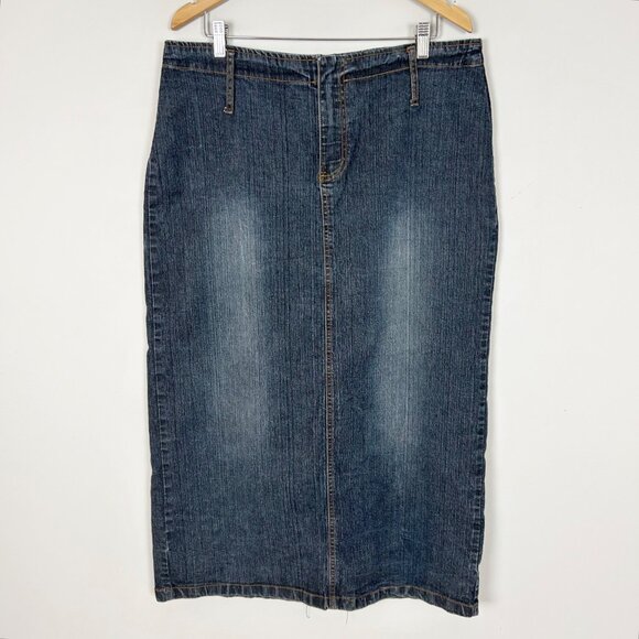Y2K Vintage Denim Stretch Maxi Skirt Size 1X Western Women's - Picture 1 of 4